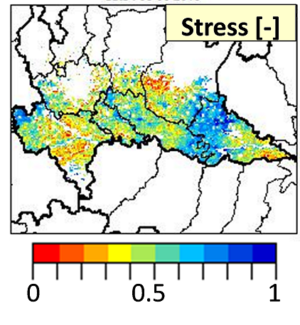 Estate 2015: alcune mappe relative allo stress idrico prodotte dal progetto S4A